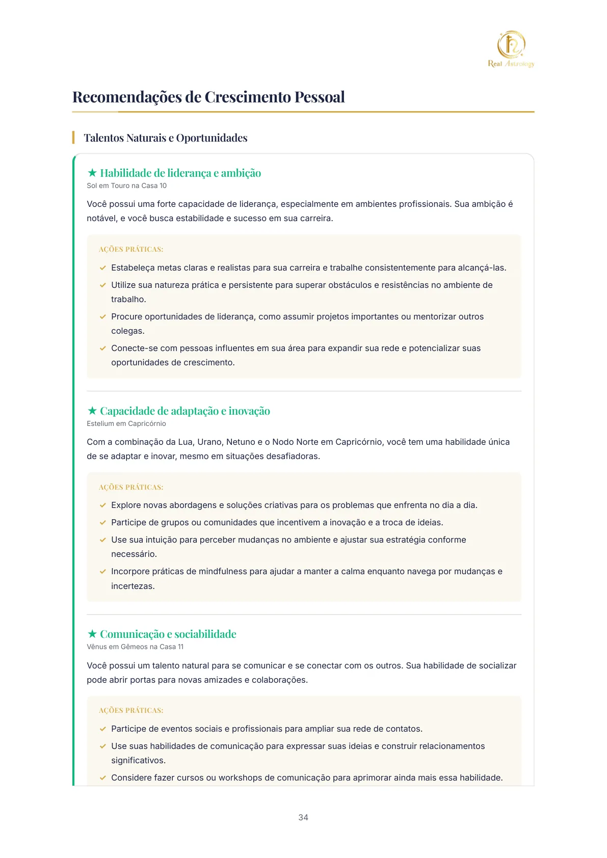 Recomendações de crescimento pessoal com ações práticas